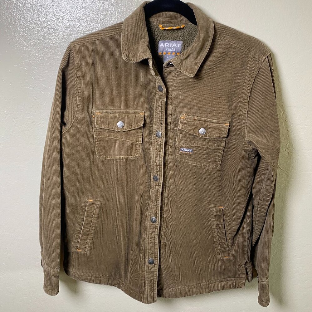 Ariat Rebar Corduroy Sherpa Lined Jacket Tan Size Small Petite - Picture 2 of 14